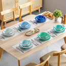 Axyaa Ceramic Dinnerware Set Color Handpainted Spirals Pattern - Plates & Bowls