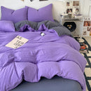 Axyaa Washed Cotton Bedding Set, Brief Style, Duvet Cover & Pillowcase, Twin-Full-Queen Sizing