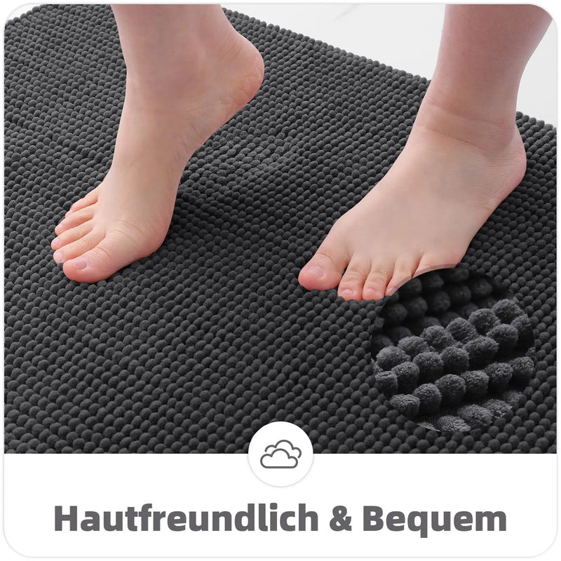 Axyaa Chenille Bath Mat: Soft Absorbent NonSlip Microfiber Rug