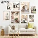 Nordic Village Wall Art Canvas Painting Motorcycle Car Bike Palm Leaf Home Decor Axyaa