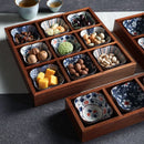 Axyaa Solid Wood Tea & Fruit Tray with Grid Plates