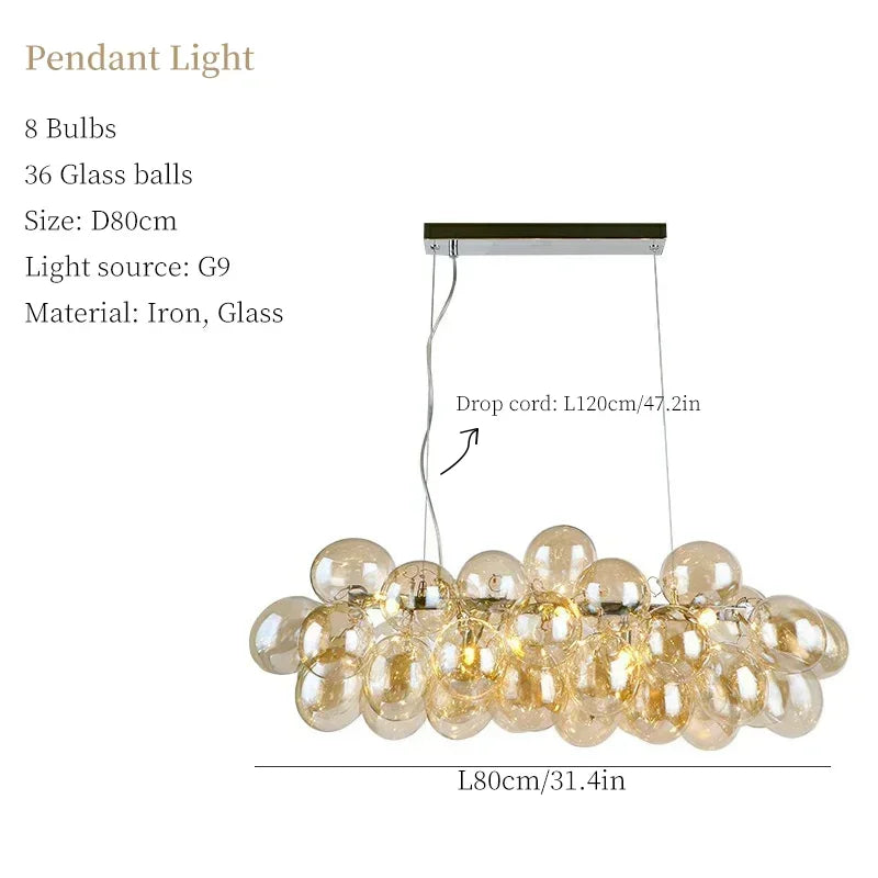 Axyaa Bubble Glass LED Chandelier Lighting for Living Room Home Decor