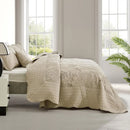 King Size Leaves Pattern Quilt Set by Axyaa - Reversible & Elegant Bedding Coverlets