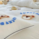 Axyaa Cute Bear & Sheep Embroidery Bedding Set | Soft Skin-Friendly Duvet Cover Set