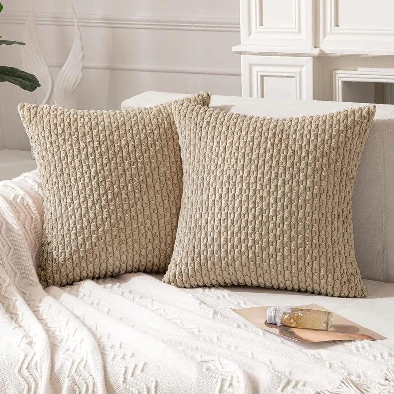 Axyaa Soft Striped Cushion Covers 20x20 Inch for Living Room Decor