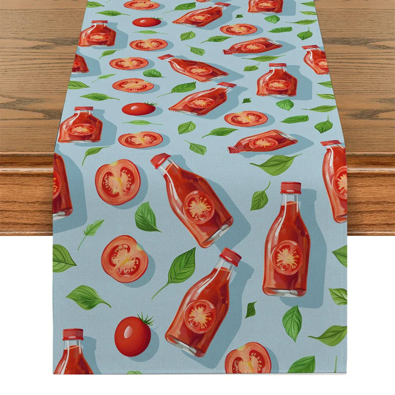 Axyaa Tomato Ketchup Table Runner for Kitchen Dining Room Decor