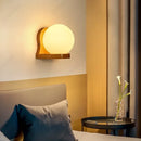 Axyaa Wood Wall Lamp with LED Glass Lampshade for Bedroom and Staircase Lighting