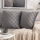 Axyaa Dark Gray Velvet Plaid Pillowcases - Nordic Home Decor Sofa Cushion Cover