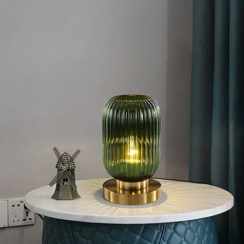 Nordic Glass Table Lamp for Study Bedroom by Axyaa