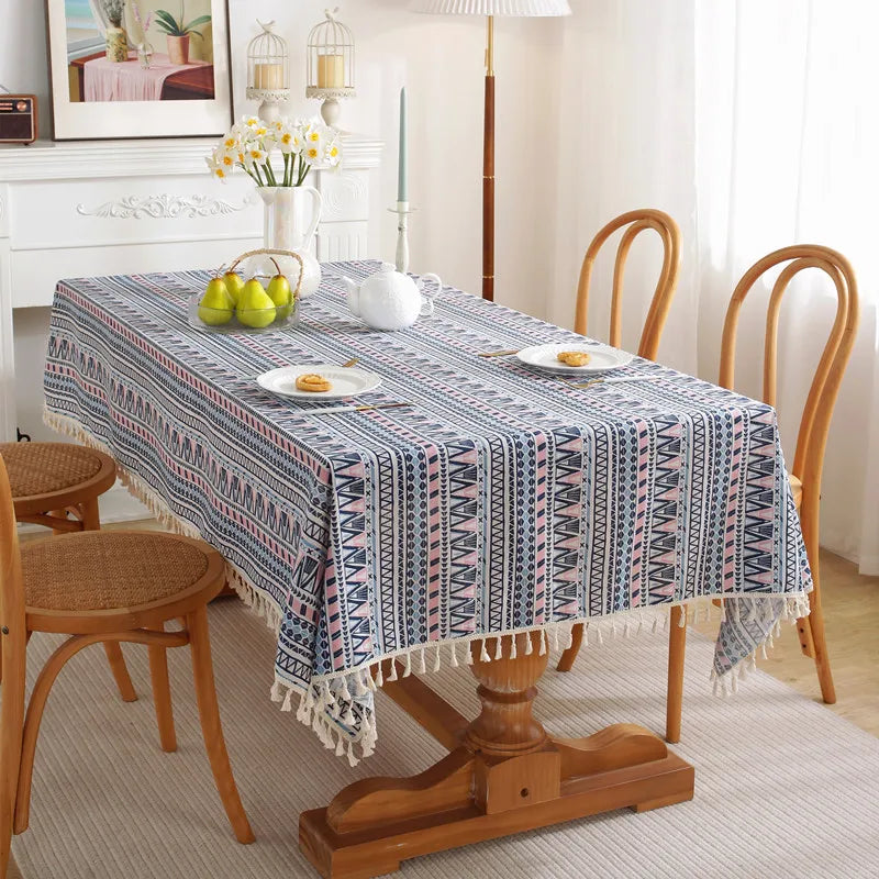 Axya™ Cotton Stripe Dining Tablecloth in Various Sizes for Bohemian Quality Home Decor.