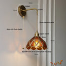 Axyaa Amber Glass LED Wall Sconce, Modern Nordic Style Plug-In Bedside Light