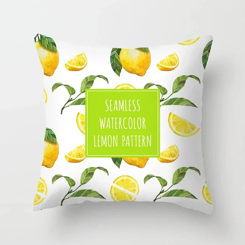 Lemon Pattern Summer Cushion Cover Throw Pillow for Sofa Decoration by Axyaa