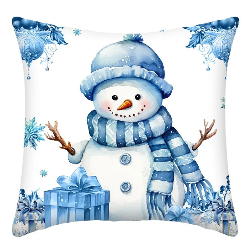 Axyaa Christmas Decor Pillow Cover Set - Santa, Snowman, Angel Print Suite