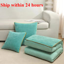 Axyaa Chenille-Rimmed Cotton Pillow Quilt: Solid Color Dual-Purpose Two-in-One Design