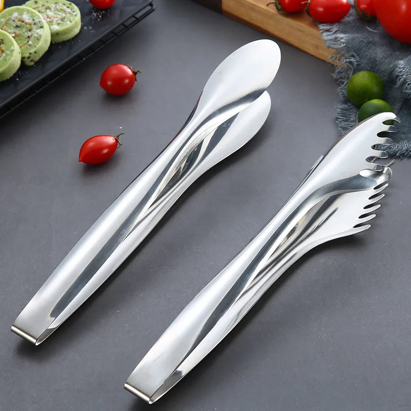 Axyaa Stainless Steel Food Tongs: Buffet BBQ Serving Clip for Home Kitchen