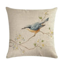 Axyaa Vintage Bird Pattern Cotton Linen Throw Pillow Cover for Sofa