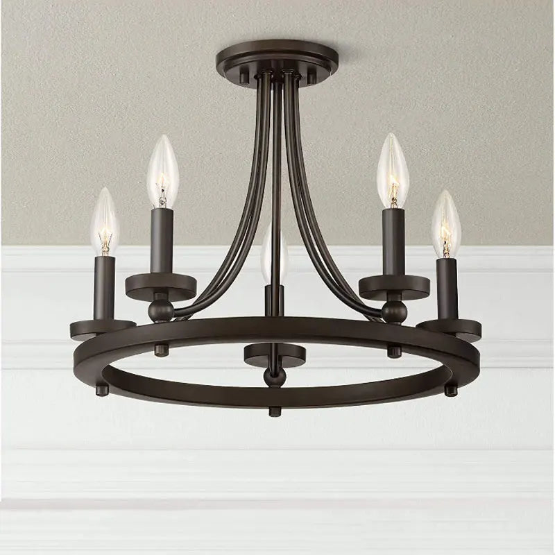 Axyaa Retro Iron Art Chandelier - Simple & Elegant Black Dining Room Ceiling Light
