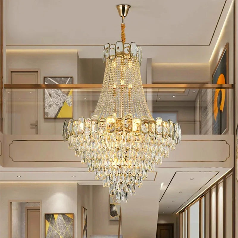 Axyaa Luxe LED Crystal Chandelier for Elegant Living Room Lighting