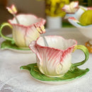 Axyaa Butterfly Ceramic Coffee Cup Set with Spoon & Tray