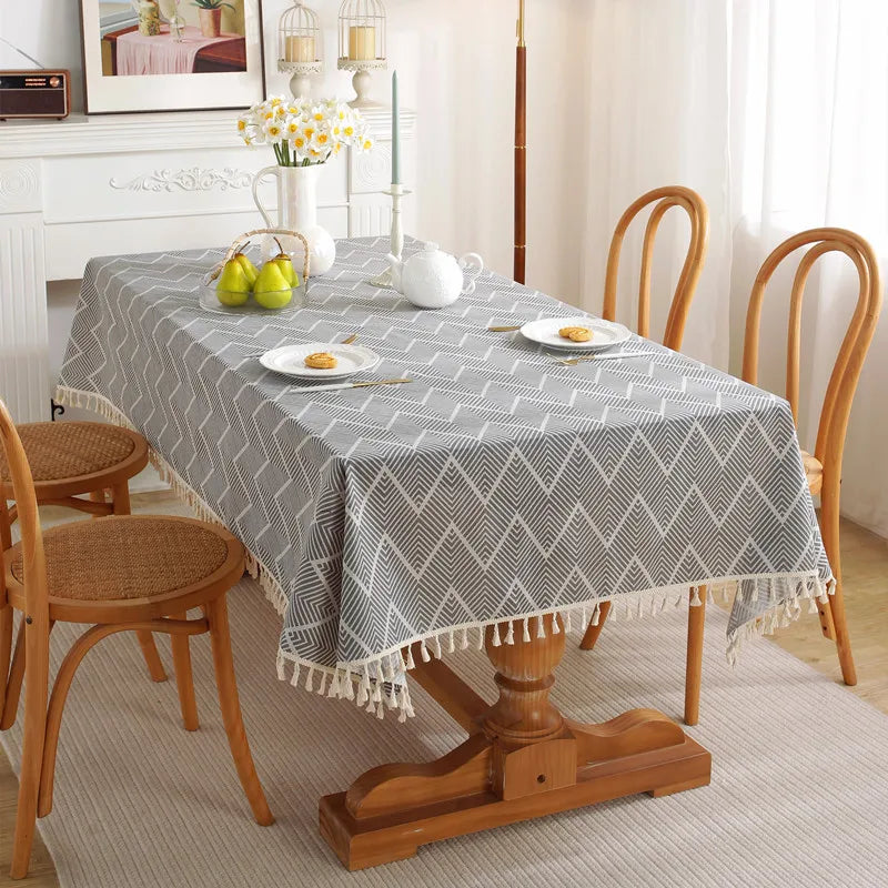 Axya™ Cotton Stripe Dining Tablecloth in Various Sizes for Bohemian Quality Home Decor.