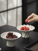 Axyaa Lace Ceramic Fruit Plate Set for Afternoon Tea and Cake, Delicate Nut Biscuit Dishes