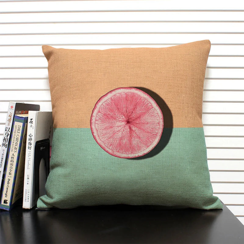 Axyaa Cactus Pineapple Pattern Cushion Cover 45x45 Linen Pillowcase
