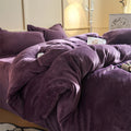 Axyaa Solid Flannel Bedding Set, Reversible Fleece Duvet Cover and Cozy Sheet with Pillowcases