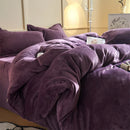 Axyaa Solid Flannel Bedding Set, Reversible Fleece Duvet Cover and Cozy Sheet with Pillowcases