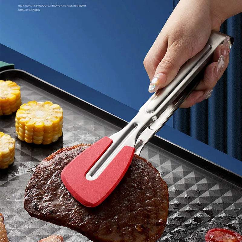 Axyaa Stainless Steel Silicone Tongs for Cooking and Grilling