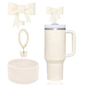 Axyaa Pink Bow Silicone Cup Accessories Set for 30/40 OZ Tumbler
