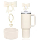 Axyaa Pink Bow Silicone Cup Accessories Set for 30/40 OZ Tumbler