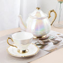 Axya Golden Coffee Pot & Cups Saucer Set - Luxury Ceramic Tea Set