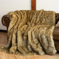 Axyaa Luxury Faux Fur Throw Blanket King Size Plaid Throws Soft & Fluffy