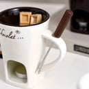 Axyaa Ceramic Chocolate Fondue Warmer Set for Valentine's Day