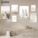 Nordic Reed Grass Landscape Canvas Wall Art Print for Living Room Decor by Axyaa