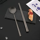 Axyaa 8-Piece Stainless Steel Cutlery Set with Korean Chopsticks, Spoons & Sushi Sticks