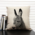 Axyaa African Animal Linen Pillow Cover 45x45cm - Lion, Elephant, Elk Portrait Decor