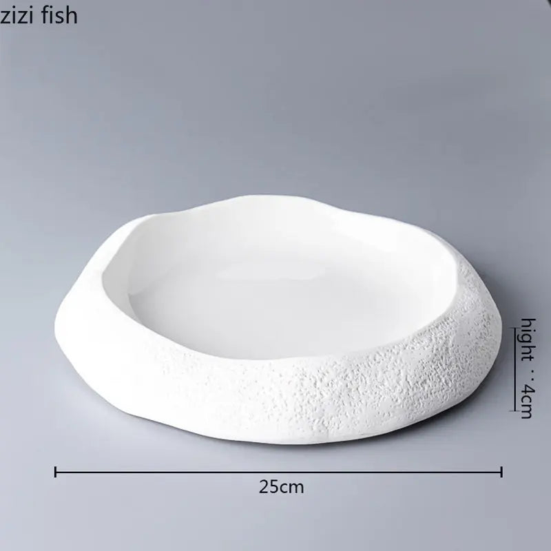 Axya Stone Pattern Ceramic Dinner Soup Salad Dessert Plates Set