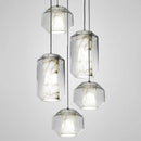 Axyaa Marble Glass Chandelier LED Pendant Lamps for Indoor Room Decor
