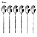 Axyaa Bamboo Handle Cutlery Set - Stainless Steel Dinnerware Mirror Finish