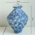 Axyaa Blue Ceramic Vase Hydroponics Terrarium Flowerpot Home Decor Accessories