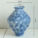 Axyaa Blue Ceramic Vase Hydroponics Terrarium Flowerpot Home Decor Accessories