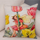 Axyaa Flower Girl Cushion Set - Fairy Tale Decor for Living Room, Bedroom Sofa