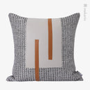 Axyaa Light Luxury Orange Gray Leather Stitching Square Pillow