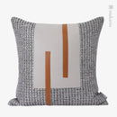 Axyaa Orange Gray Leather Stitching Jacquard Sofa Pillow Square Pillow