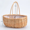 Axyaa Willow Rattan Bride Flower Basket with Handle, Hand-Woven Weaving Basket