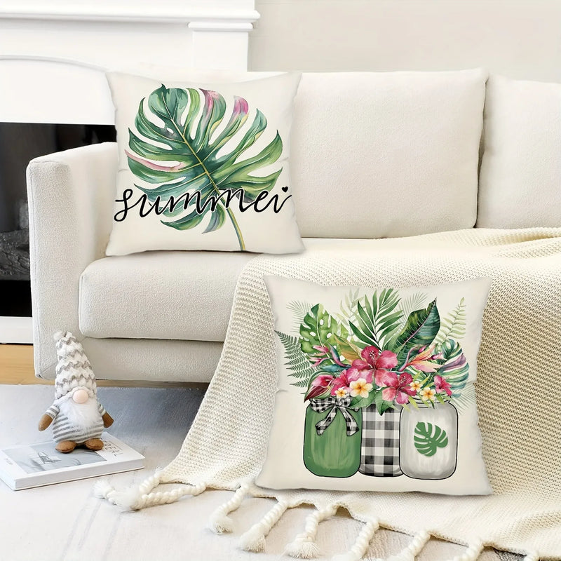 Axyaa Flower Bottle Bow Printed Pillowcase - Living Room Decoration
