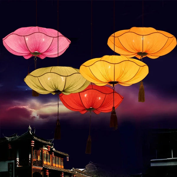 Axyaa Lotus Leaf Fabric Hanging Pendant Lights