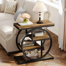 Axyaa Industrial 4-Tier Wood Side Table with Storage Shelves