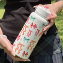 Axyaa Insulated Water Bottle Cute Bow Thermal Stainless Steel Straw Thermos with Handle